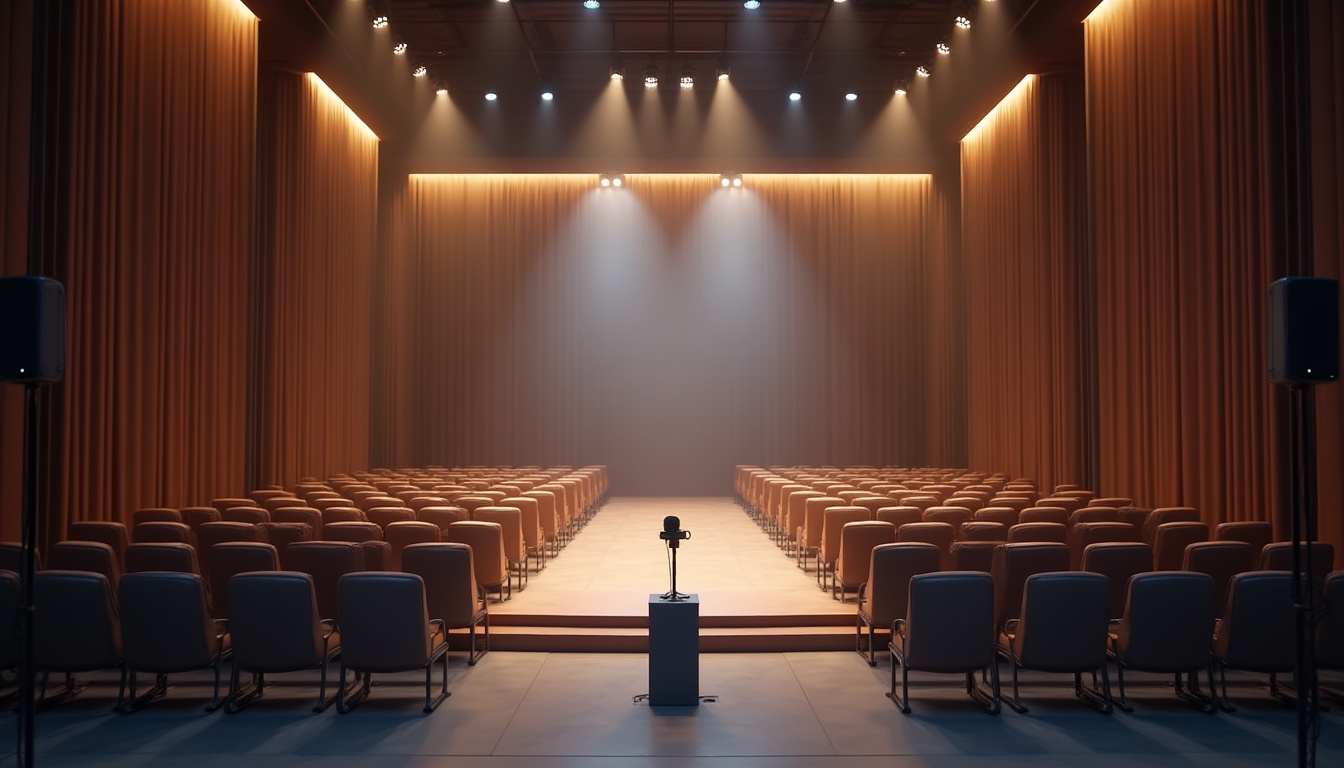 professional event venue with stylish stage and microphone ready for a public event